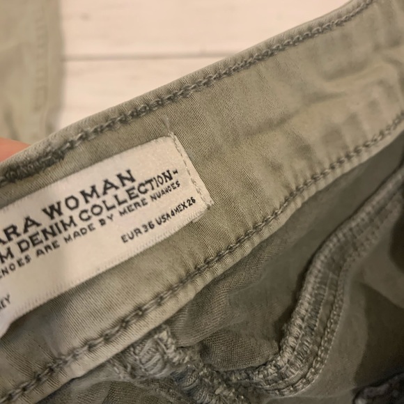 Zara jeans green size US 4 XS zippers skinny - Picture 5 of 9